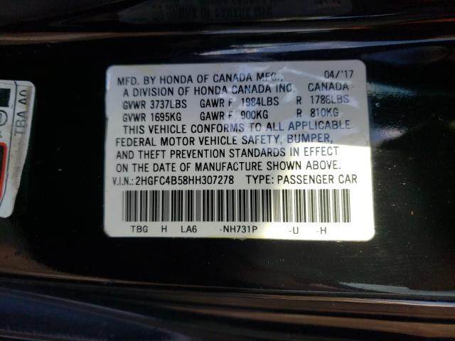 Photo 9 VIN: 2HGFC4B58HH307278 - HONDA CIVIC LX 