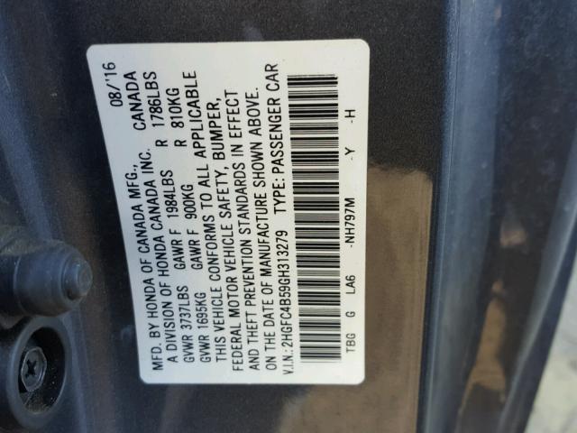 Photo 9 VIN: 2HGFC4B59GH313279 - HONDA CIVIC LX 