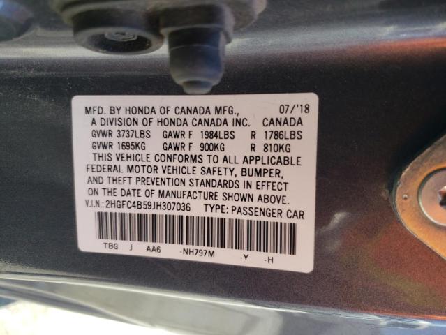 Photo 11 VIN: 2HGFC4B59JH307036 - HONDA CIVIC LX 