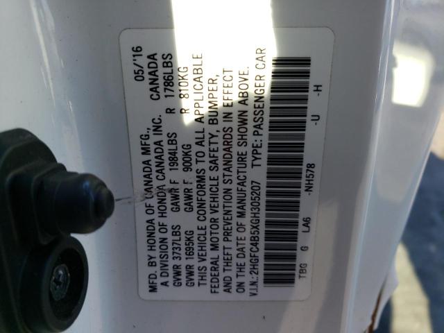 Photo 11 VIN: 2HGFC4B5XGH305207 - HONDA CIVIC LX 