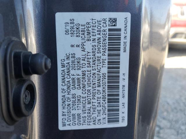 Photo 12 VIN: 2HGFC4B63KH307995 - HONDA CIVIC LX 