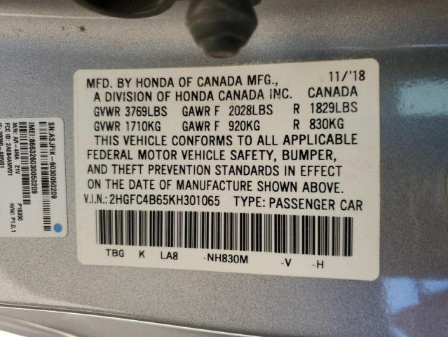 Photo 11 VIN: 2HGFC4B65KH301065 - HONDA CIVIC LX 