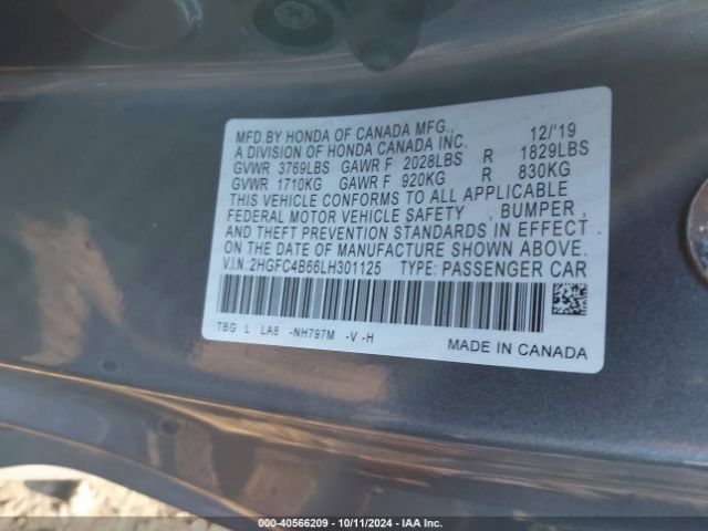 Photo 8 VIN: 2HGFC4B66LH301125 - HONDA CIVIC 