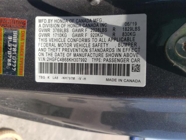 Photo 12 VIN: 2HGFC4B68KH307992 - HONDA CIVIC LX 