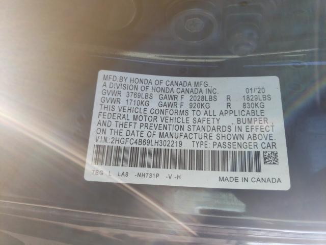 Photo 9 VIN: 2HGFC4B69LH302219 - HONDA CIVIC LX 