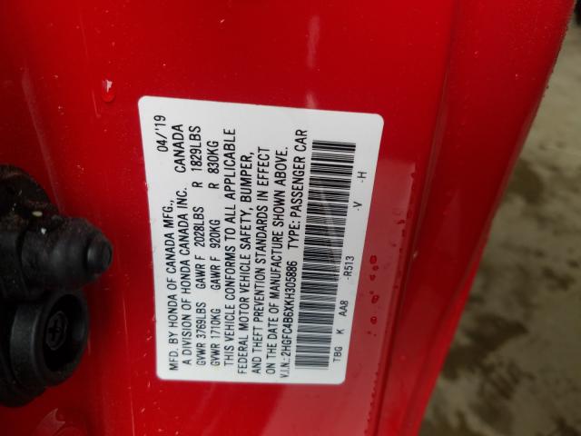 Photo 9 VIN: 2HGFC4B6XKH305886 - HONDA CIVIC LX 