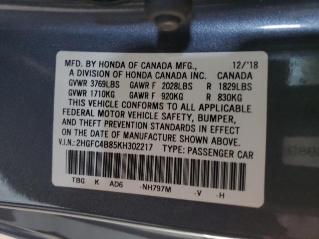 Photo 12 VIN: 2HGFC4B85KH302217 - HONDA CIVIC SPOR 