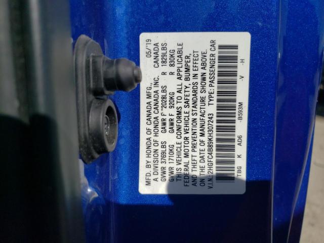 Photo 11 VIN: 2HGFC4B89KH307243 - HONDA CIVIC SPOR 