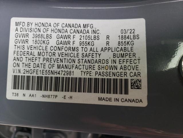 Photo 12 VIN: 2HGFE1E55NH472981 - HONDA CIVIC SI 