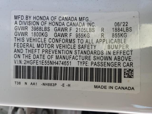 Photo 11 VIN: 2HGFE1E55NH474651 - HONDA CIVIC SI 