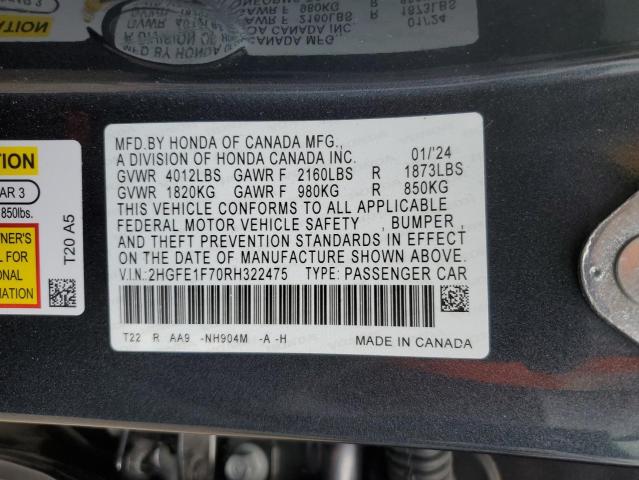 Photo 12 VIN: 2HGFE1F70RH322475 - HONDA CIVIC EX 