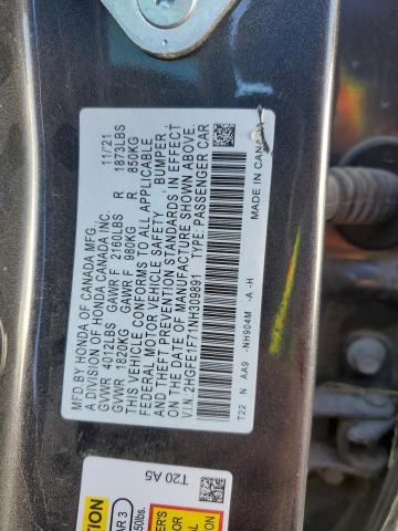 Photo 12 VIN: 2HGFE1F71NH309891 - HONDA CIVIC EX 