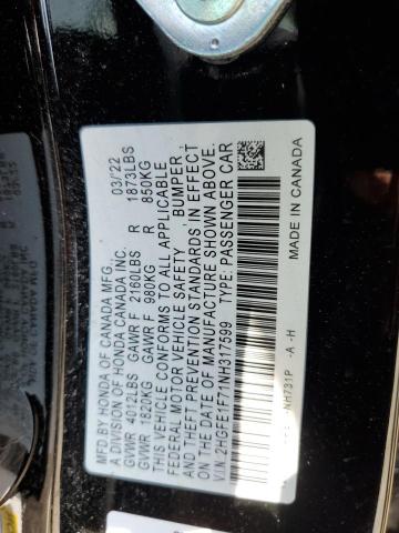 Photo 11 VIN: 2HGFE1F71NH317599 - HONDA CIVIC EX 