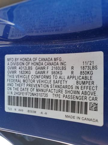 Photo 11 VIN: 2HGFE1F73NH310735 - HONDA CIVIC EX 