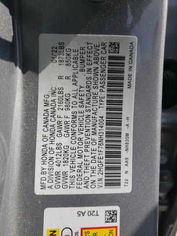 Photo 9 VIN: 2HGFE1F76NH314004 - HONDA CIVIC EX 