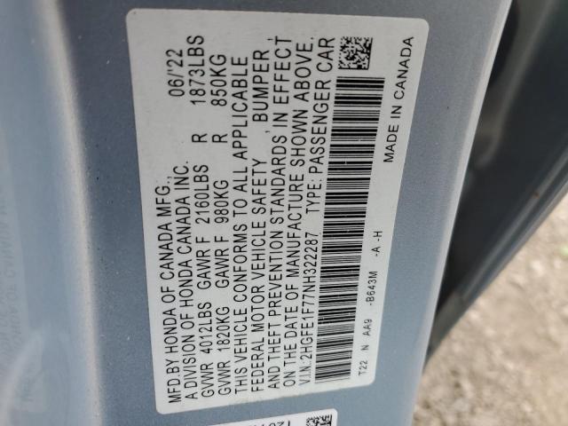 Photo 11 VIN: 2HGFE1F77NH322287 - HONDA CIVIC EX 