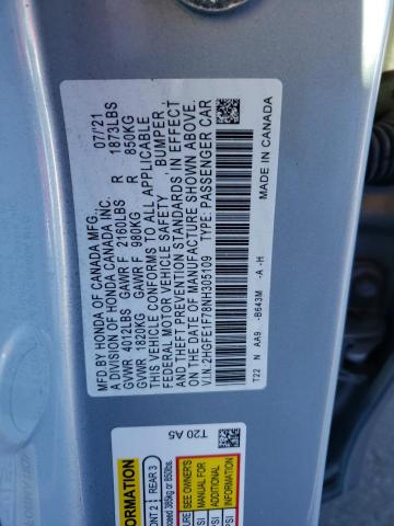 Photo 11 VIN: 2HGFE1F78NH305109 - HONDA CIVIC EX 