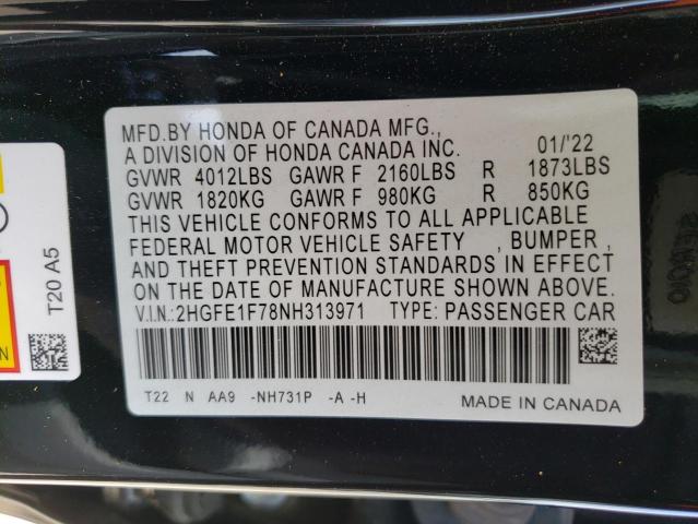 Photo 9 VIN: 2HGFE1F78NH313971 - HONDA CIVIC EX 