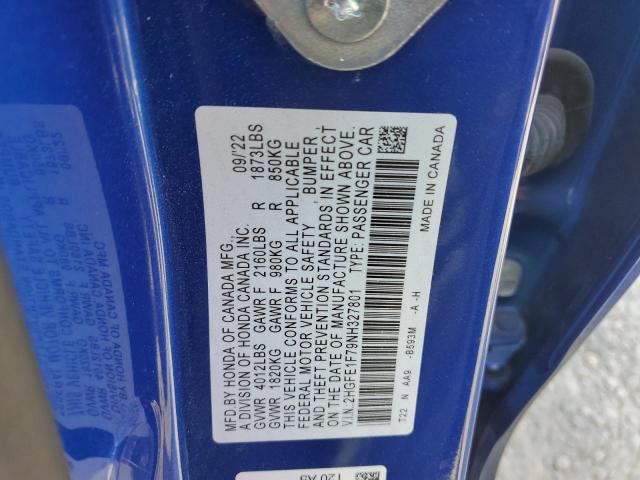 Photo 11 VIN: 2HGFE1F79NH327801 - HONDA CIVIC EX 