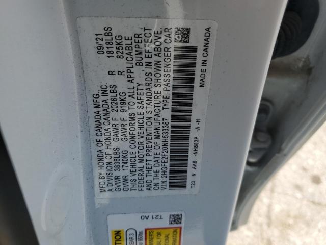 Photo 11 VIN: 2HGFE2F20NH533387 - HONDA CIVIC LX 