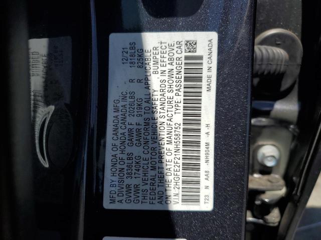 Photo 9 VIN: 2HGFE2F21NH558752 - HONDA CIVIC LX 