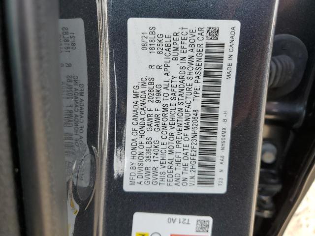 Photo 12 VIN: 2HGFE2F23NH520648 - HONDA CIVIC 