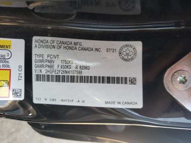 Photo 11 VIN: 2HGFE2F26NH107588 - HONDA CIVIC 