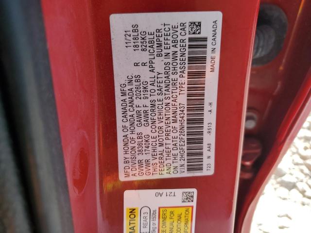 Photo 12 VIN: 2HGFE2F26NH543437 - HONDA CIVIC LX 