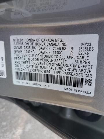 Photo 11 VIN: 2HGFE2F26PH539875 - HONDA CIVIC LX 