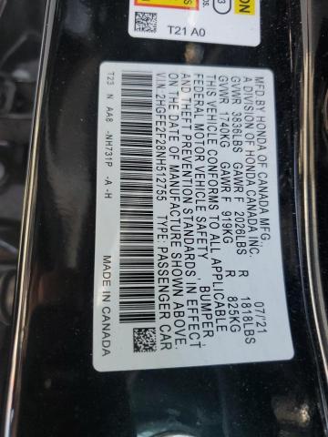 Photo 12 VIN: 2HGFE2F28NH512755 - HONDA CIVIC 