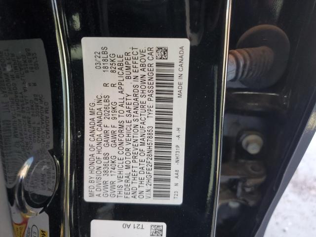 Photo 11 VIN: 2HGFE2F28NH578853 - HONDA CIVIC LX 