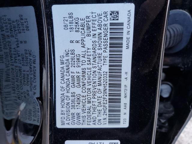 Photo 12 VIN: 2HGFE2F29NH520332 - HONDA CIVIC LX 