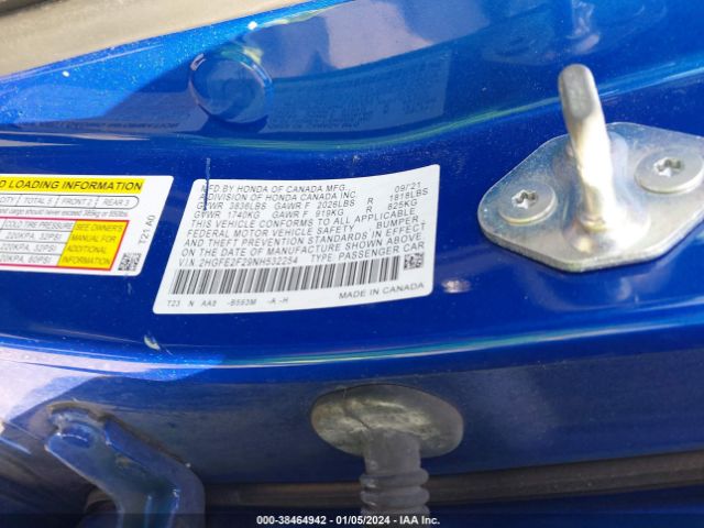 Photo 8 VIN: 2HGFE2F29NH532254 - HONDA CIVIC 