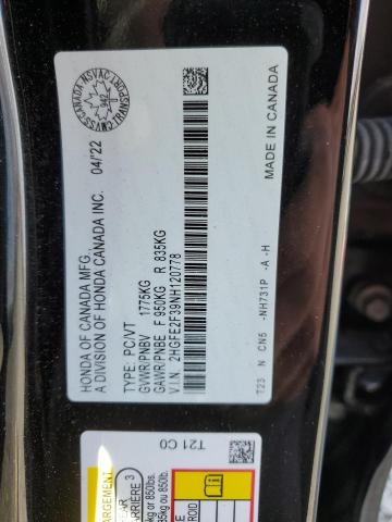 Photo 11 VIN: 2HGFE2F39NH120778 - HONDA CIVIC EX 