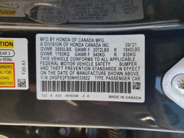 Photo 9 VIN: 2HGFE2F50NH533822 - HONDA CIVIC SPOR 