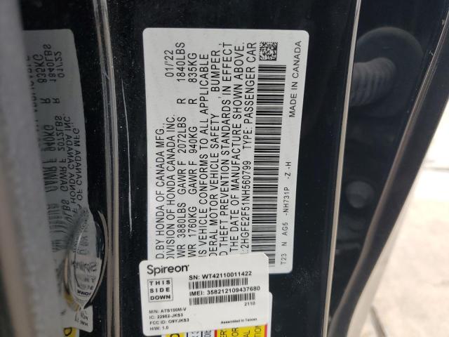 Photo 11 VIN: 2HGFE2F51NH560799 - HONDA CIVIC 