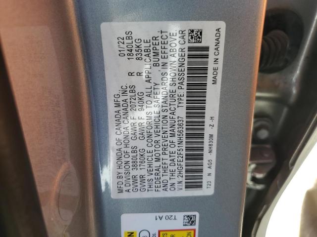 Photo 11 VIN: 2HGFE2F51NH563637 - HONDA CIVIC SPOR 