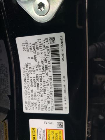 Photo 11 VIN: 2HGFE2F51NH590563 - HONDA CIVIC 