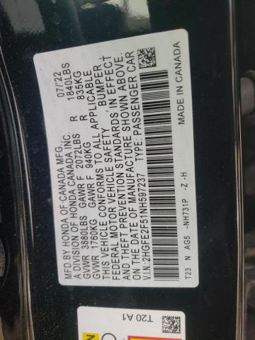 Photo 11 VIN: 2HGFE2F51NH597237 - HONDA CIVIC SPOR 