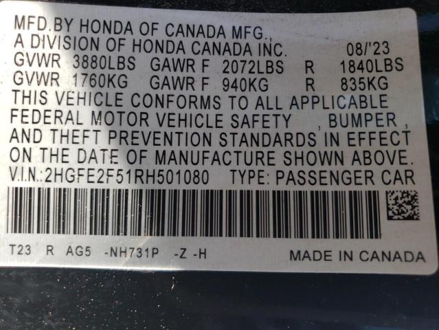 Photo 11 VIN: 2HGFE2F51RH501080 - HONDA CIVIC 