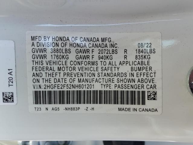 Photo 11 VIN: 2HGFE2F52NH601201 - HONDA CIVIC 