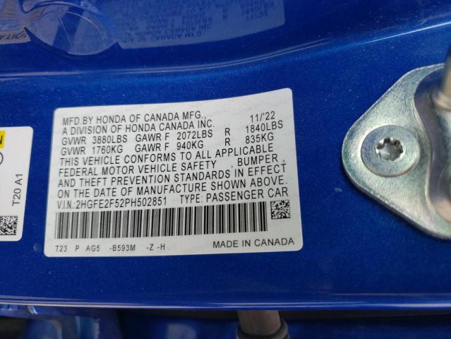 Photo 11 VIN: 2HGFE2F52PH502851 - HONDA CIVIC 