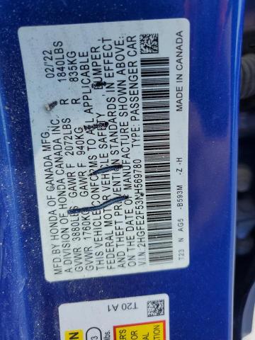 Photo 12 VIN: 2HGFE2F53NH569780 - HONDA CIVIC 