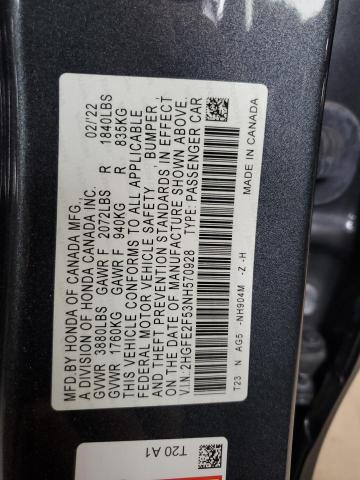 Photo 11 VIN: 2HGFE2F53NH570928 - HONDA CIVIC 