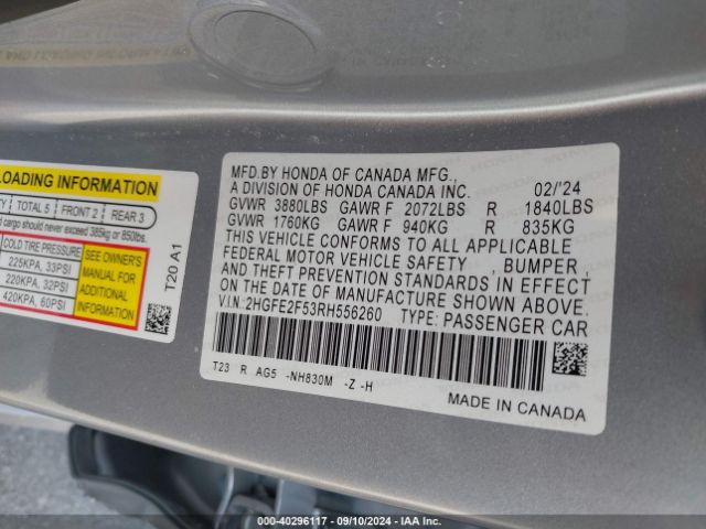 Photo 8 VIN: 2HGFE2F53RH556260 - HONDA CIVIC 