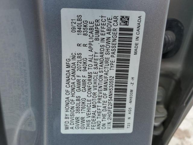 Photo 11 VIN: 2HGFE2F54NH530552 - HONDA CIVIC SPOR 