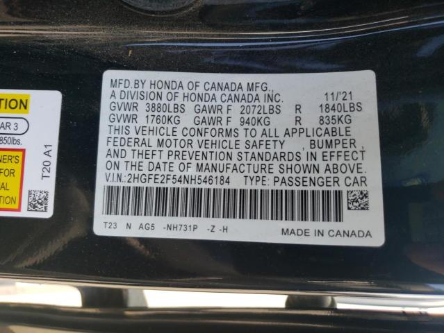 Photo 11 VIN: 2HGFE2F54NH546184 - HONDA CIVIC 