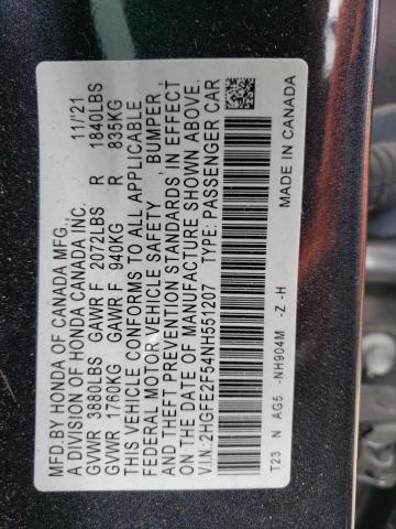 Photo 11 VIN: 2HGFE2F54NH551207 - HONDA CIVIC 