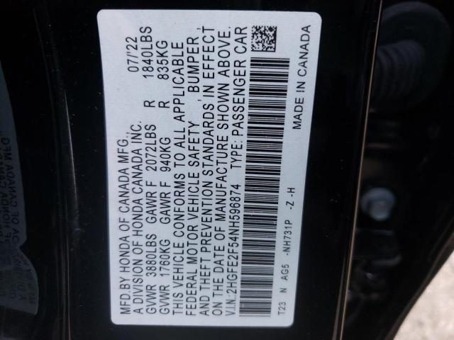 Photo 11 VIN: 2HGFE2F54NH596874 - HONDA CIVIC SPOR 