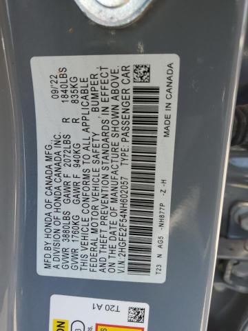 Photo 12 VIN: 2HGFE2F54NH602057 - HONDA CIVIC 